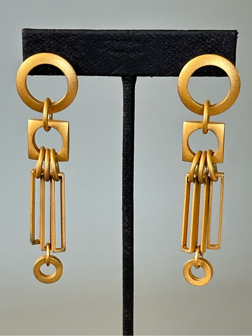 Matte Gold Geometric MCM Post Earrings Old Money Mob Wife 80s 90s Door Knocker